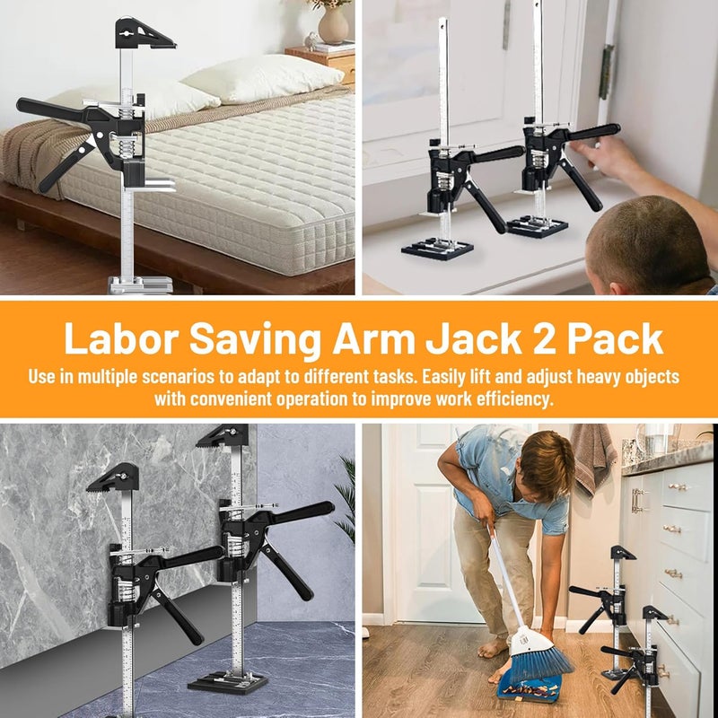 RuoFeng Labor Saving Arm Jack 2 Pack, 15 in Furniture Lifter Tool, Multifunctional Height Adjustment Furniture Lifter Jacks for Installing Cabinets, Door Panel, Windows, Raised by 9 in, Load 440Lb - Image 3